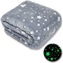 Amazon Glow in The Dark Throw Christmas Birthday Unique Gifts Blanket, Premium Super Soft Fuzzy Fluffy Plush Furry Blanket/