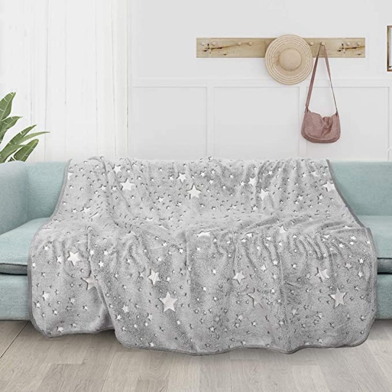 Amazon Glow in The Dark Throw Christmas Birthday Unique Gifts Blanket, Premium Super Soft Fuzzy Fluffy Plush Furry Blanket/