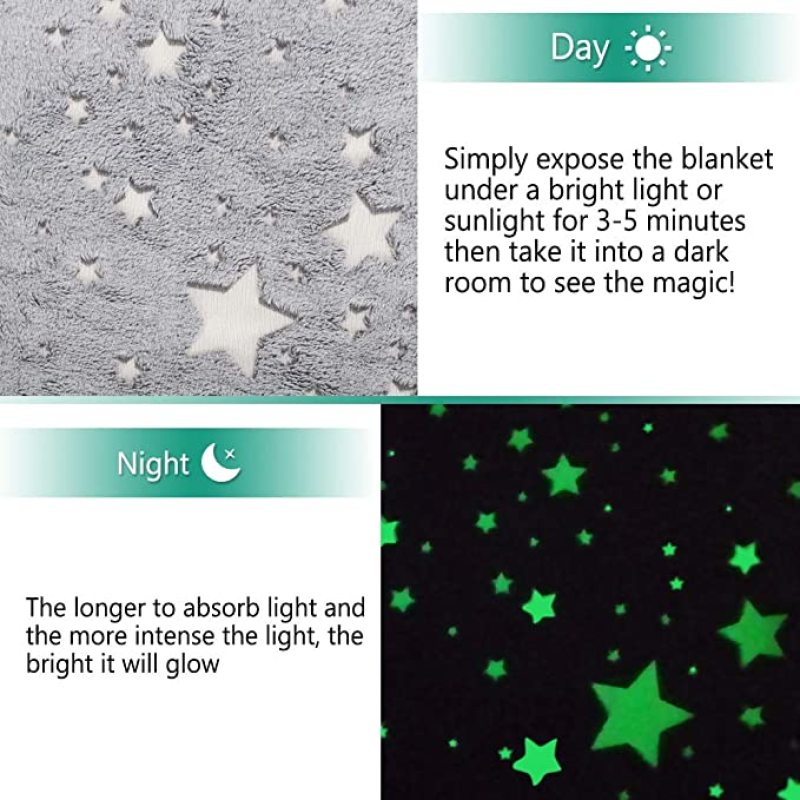Amazon Glow in The Dark Throw Christmas Birthday Unique Gifts Blanket, Premium Super Soft Fuzzy Fluffy Plush Furry Blanket/