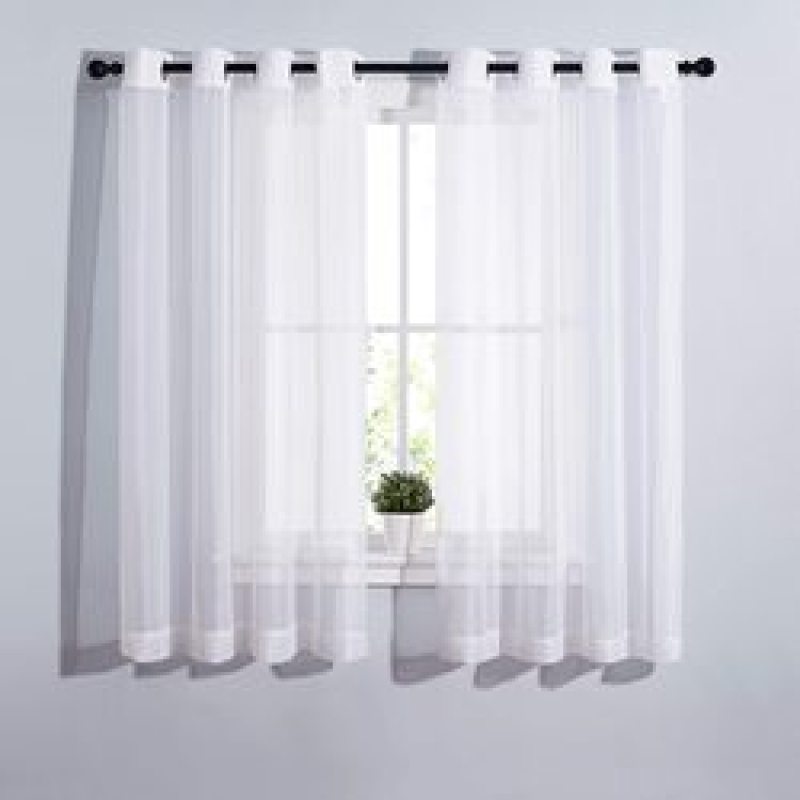 White Window Curtain For Kids Bedroom Kitchen,  European Style Custom Size Veil Sheer Voile Tulle Curtains/
