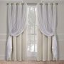 Girls Curtains with Sheer Overlay, Curtains Mix & Match with White Sheer Drapes Elegant Room Darkening Curtains for Nursery