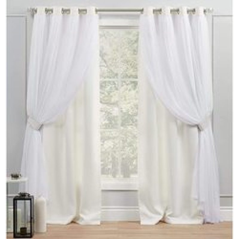 Girls Curtains with Sheer Overlay, Curtains Mix & Match with White Sheer Drapes Elegant Room Darkening Curtains for Nursery