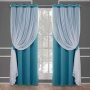 Girls Curtains with Sheer Overlay, Curtains Mix & Match with White Sheer Drapes Elegant Room Darkening Curtains for Nursery