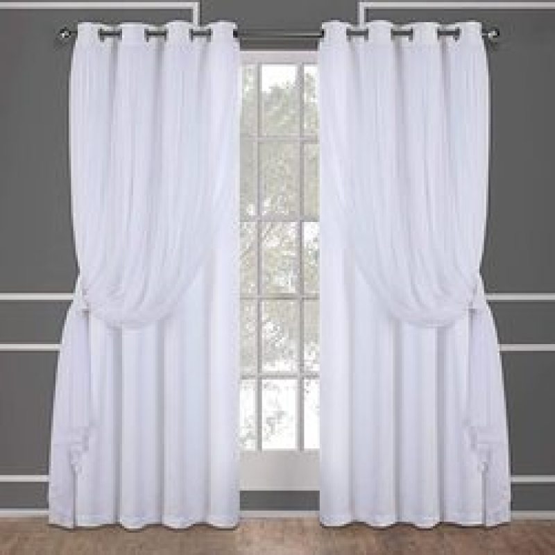 Girls Curtains with Sheer Overlay, Curtains Mix & Match with White Sheer Drapes Elegant Room Darkening Curtains for Nursery
