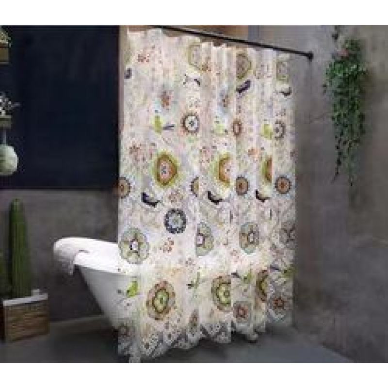 American Retro Shower Curtain Waterproof Thickening, Mildew Bathroom Shower Curtain Batik Flowers And Birds