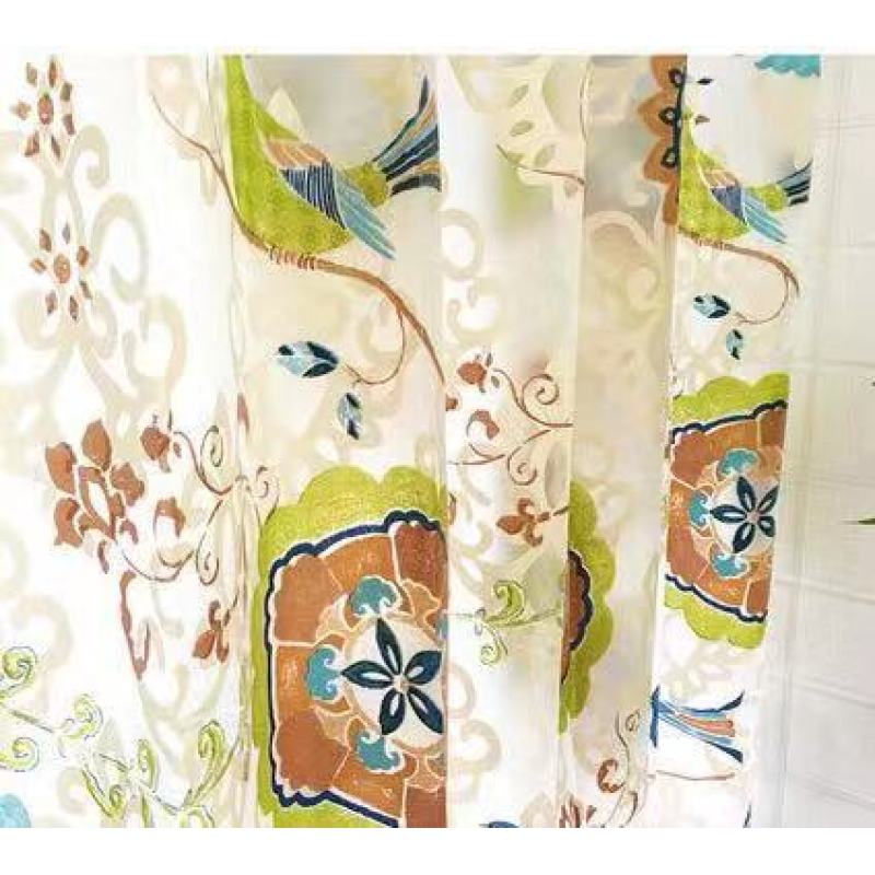 American Retro Shower Curtain Waterproof Thickening, Mildew Bathroom Shower Curtain Batik Flowers And Birds