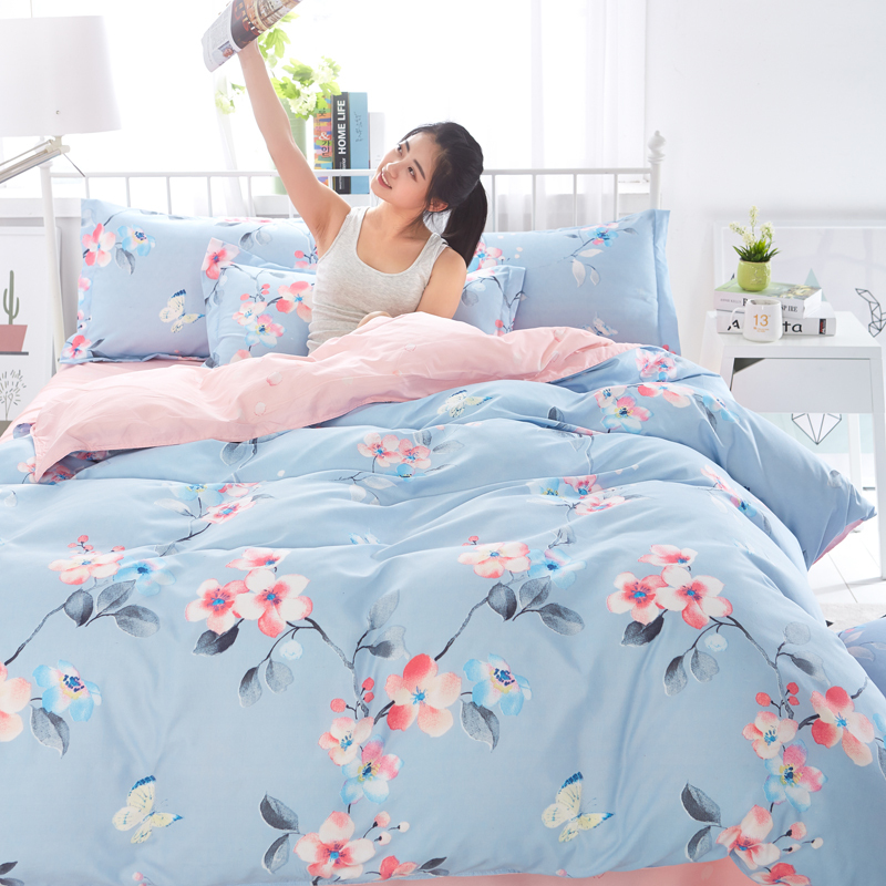 Home Full Size Bed Sheet Sets Bedding, Stock Flower Printed Bed Cover Bedding Comforter Sets/