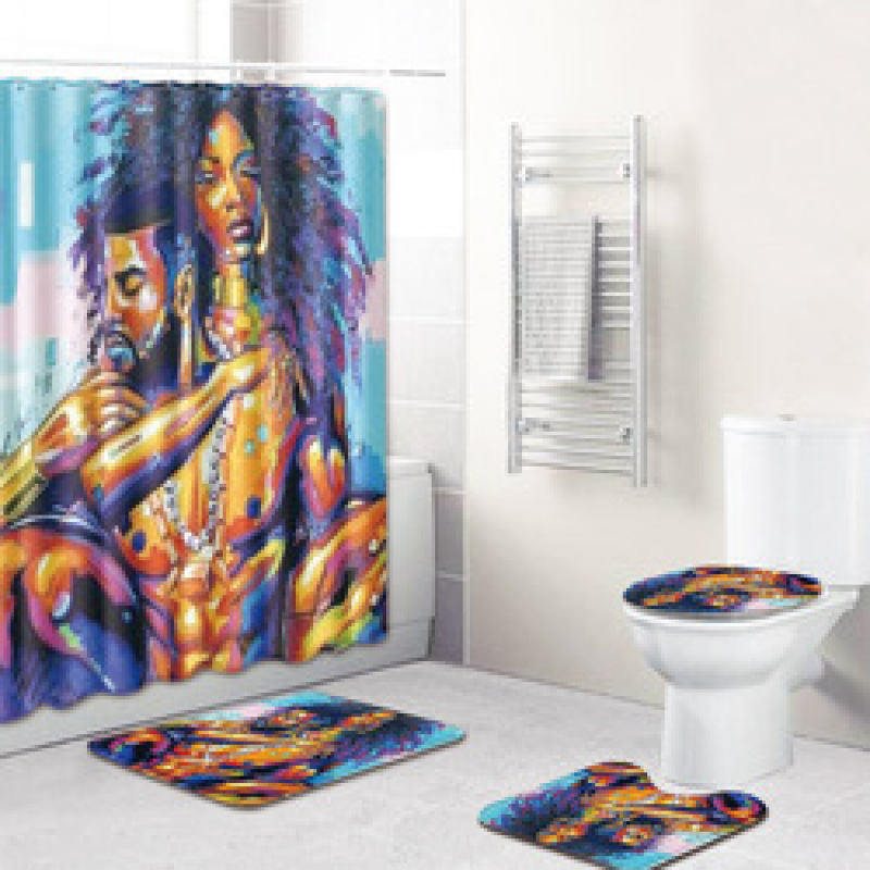 Good-Looking Men And Women Bathroom Shower Curtain Carpet Set Series ,Fashion Men And Women Suit Bathroom Shower Curtain Carpet/