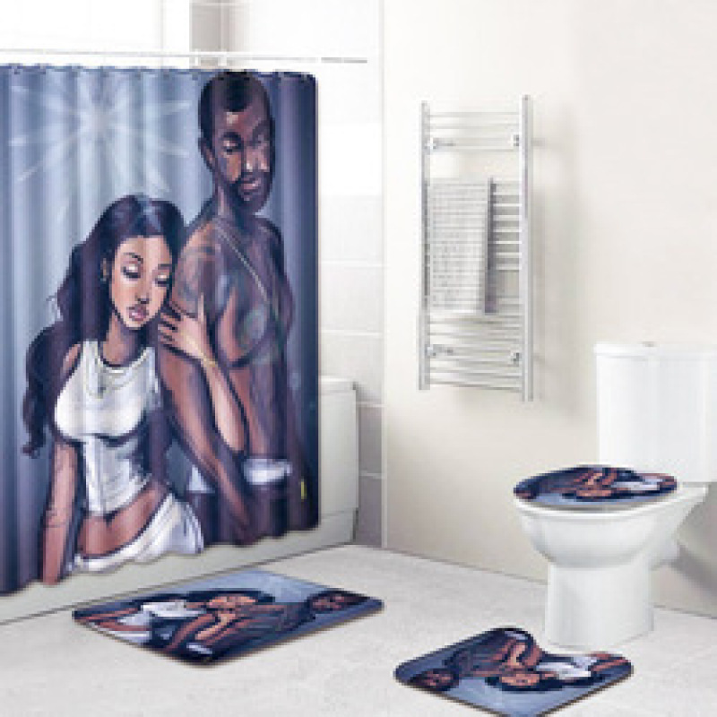 Good-Looking Men And Women Bathroom Shower Curtain Carpet Set Series ,Fashion Men And Women Suit Bathroom Shower Curtain Carpet/