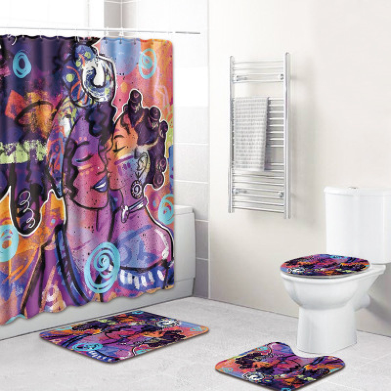Good-Looking Men And Women Bathroom Shower Curtain Carpet Set Series ,Fashion Men And Women Suit Bathroom Shower Curtain Carpet/
