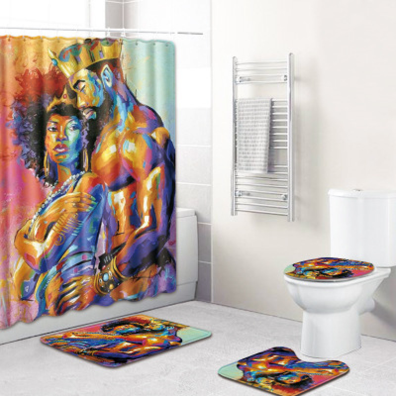 Good-Looking Men And Women Bathroom Shower Curtain Carpet Set Series ,Fashion Men And Women Suit Bathroom Shower Curtain Carpet/