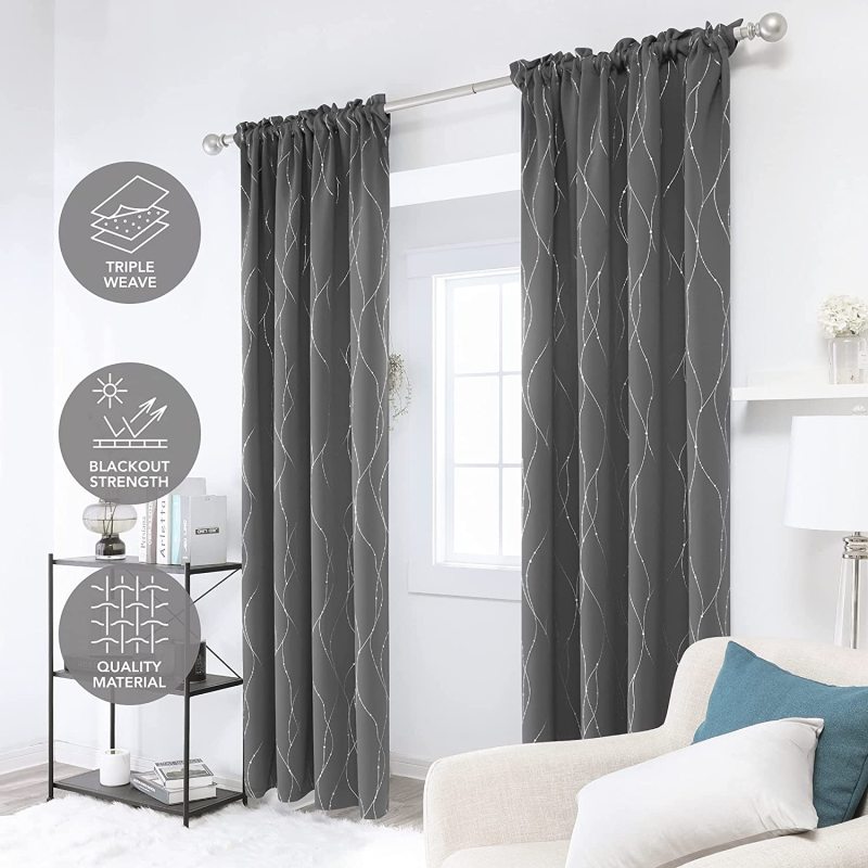 Simple bronzing curtain shading shade curtain fabric,Pure color blackout curtains for bedroom living room hotel/