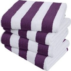 Striped beach towel, orange, 100% circular cotton large pool towel, soft fast drying swimming towel  /