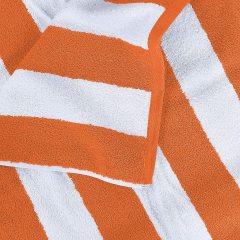 Striped beach towel, orange, 100% circular cotton large pool towel, soft fast drying swimming towel  /