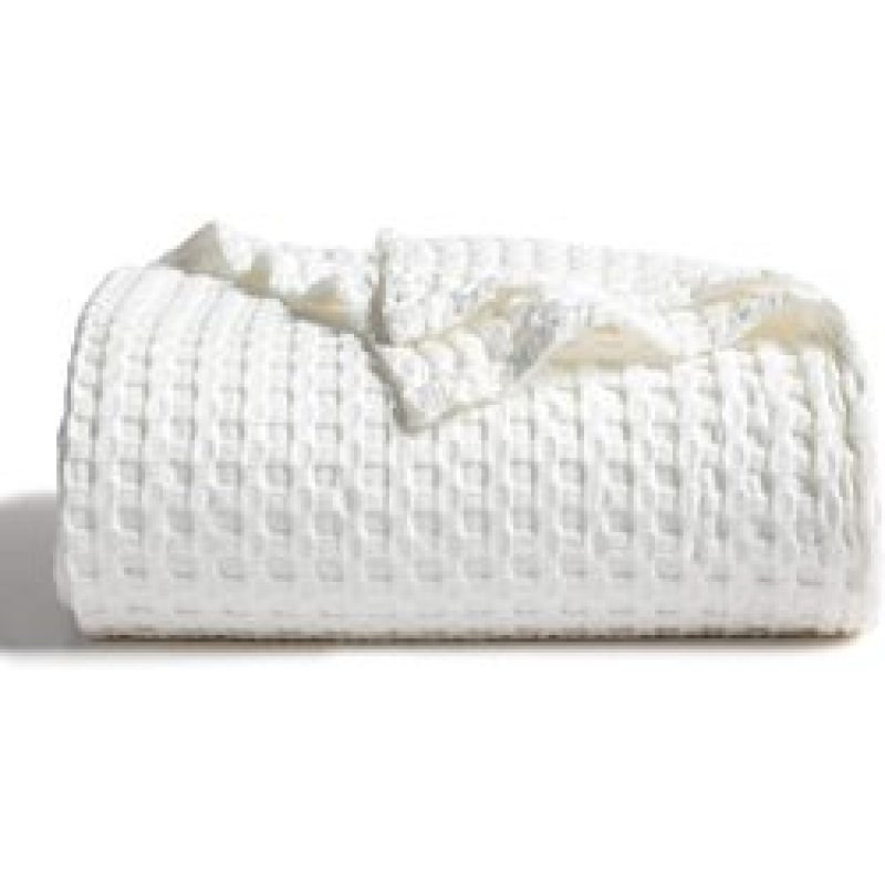 Cotton Waffle Towel Blanket for Bed Soft Throws For Kids Teens Lightweight Bedspread Back To School Teenager Rugs