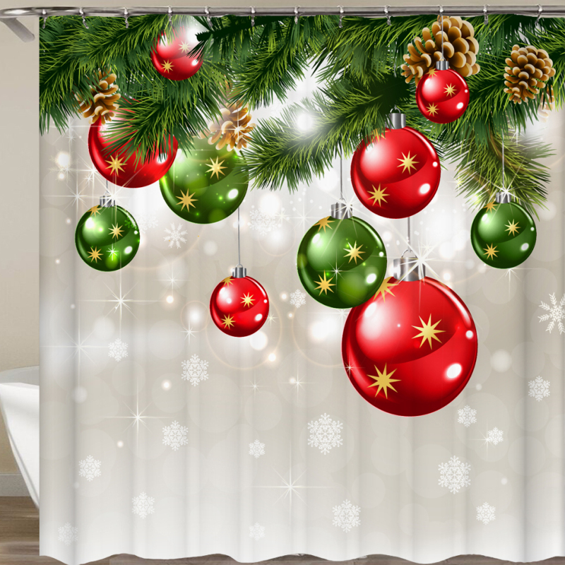Drop Shipping Christmas Shower Curtain With Hooks Bathroom Waterproof Shower Curtain/