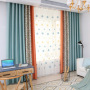 Leaf Curtain, Floral Curtain, Faux Linen Thermal Insulated Red And Pink Floral Pattern Blackout Window Curtain/