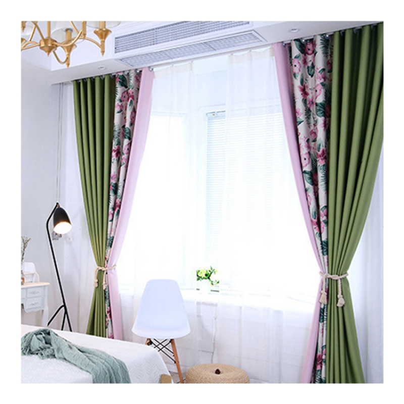 Leaf Curtain, Floral Curtain, Faux Linen Thermal Insulated Red And Pink Floral Pattern Blackout Window Curtain/