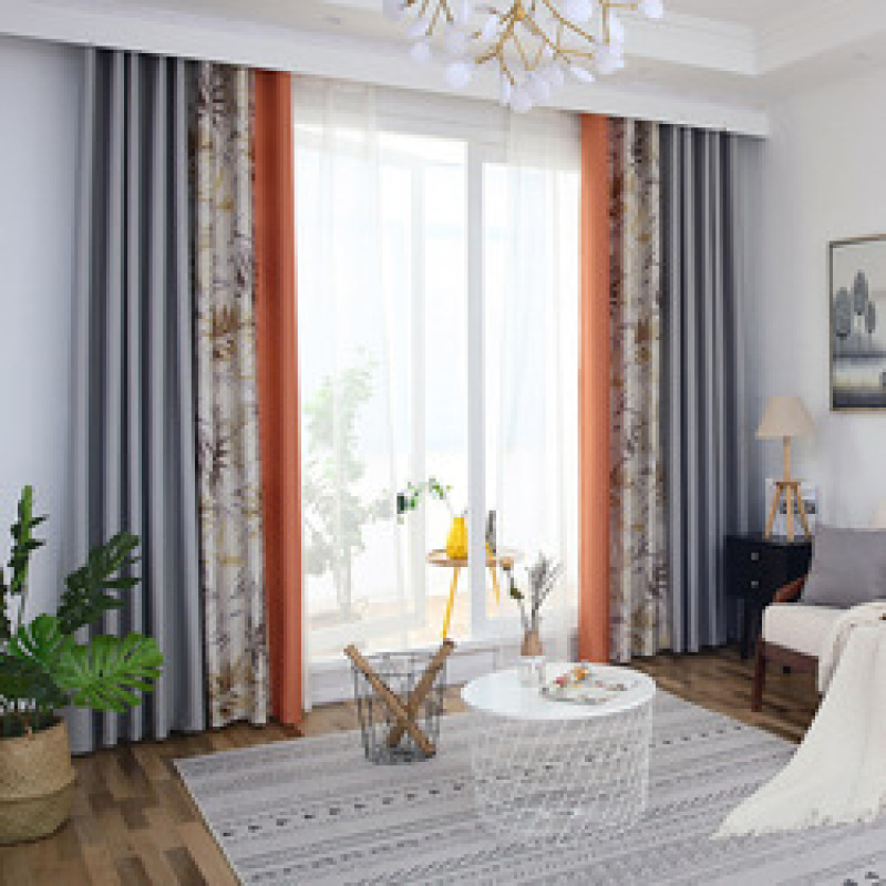 Leaf Curtain, Floral Curtain, Faux Linen Thermal Insulated Red And Pink Floral Pattern Blackout Window Curtain/