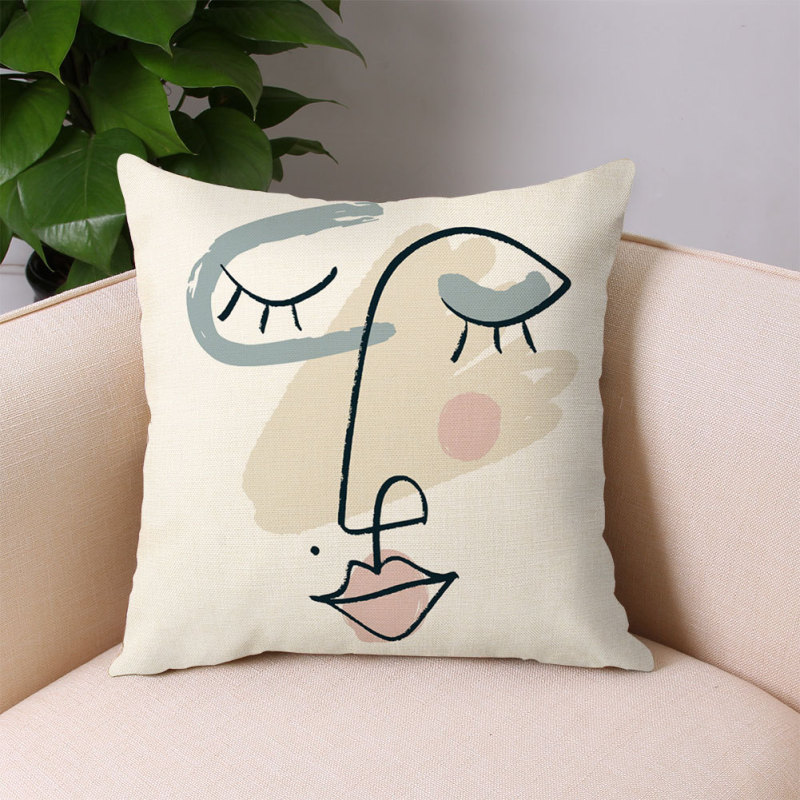 Digital Printing Abstract Line Face Polyester Custom Cushion Cover, Wholesale Pillow Garden Sofa Chair Seat Cushion Cover/