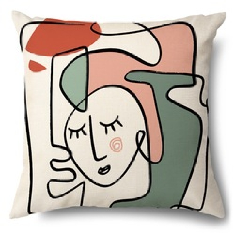 Digital Printing Abstract Line Face Polyester Custom Cushion Cover, Wholesale Pillow Garden Sofa Chair Seat Cushion Cover/