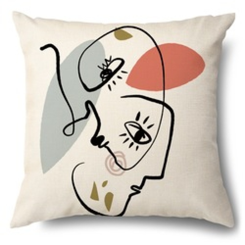 Digital Printing Abstract Line Face Polyester Custom Cushion Cover, Wholesale Pillow Garden Sofa Chair Seat Cushion Cover/