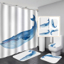 China Waterproof Bathroom Curtain Waterproof Fabric, Custom Printed Wholesale Heavy Shower Curtain Set/