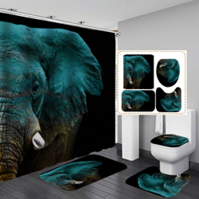 China Waterproof Bathroom Curtain Waterproof Fabric, Custom Printed Wholesale Heavy Shower Curtain Set/