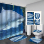 China Waterproof Bathroom Curtain Waterproof Fabric, Custom Printed Wholesale Heavy Shower Curtain Set/