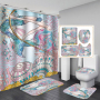 China Waterproof Bathroom Curtain Waterproof Fabric, Custom Printed Wholesale Heavy Shower Curtain Set/