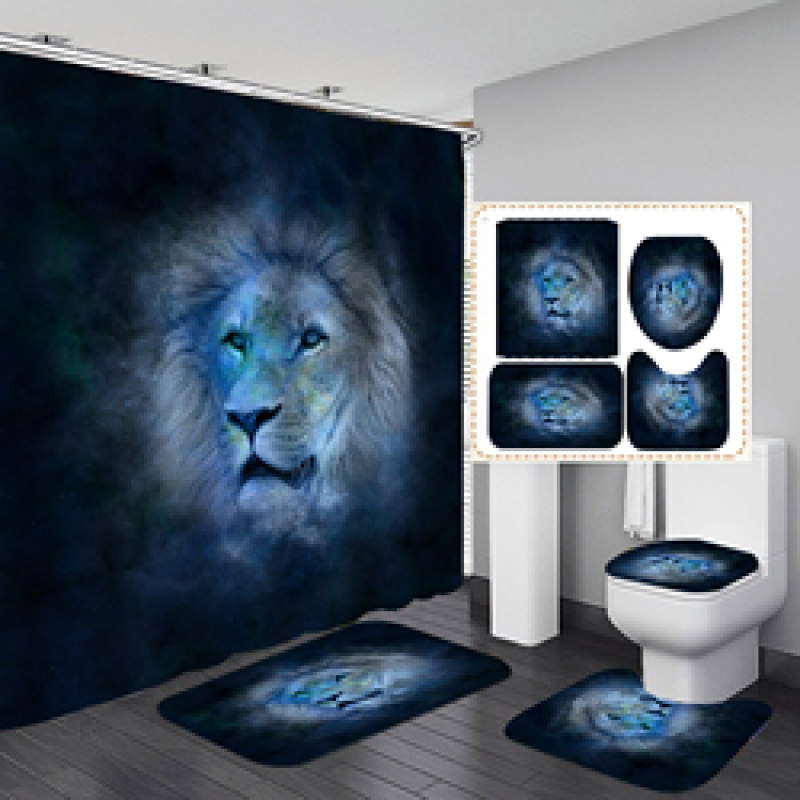 China Waterproof Bathroom Curtain Waterproof Fabric, Custom Printed Wholesale Heavy Shower Curtain Set/