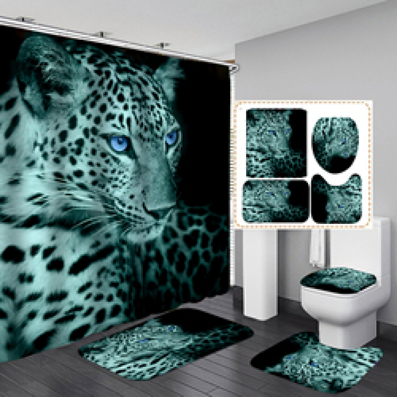 China Waterproof Bathroom Curtain Waterproof Fabric, Custom Printed Wholesale Heavy Shower Curtain Set/