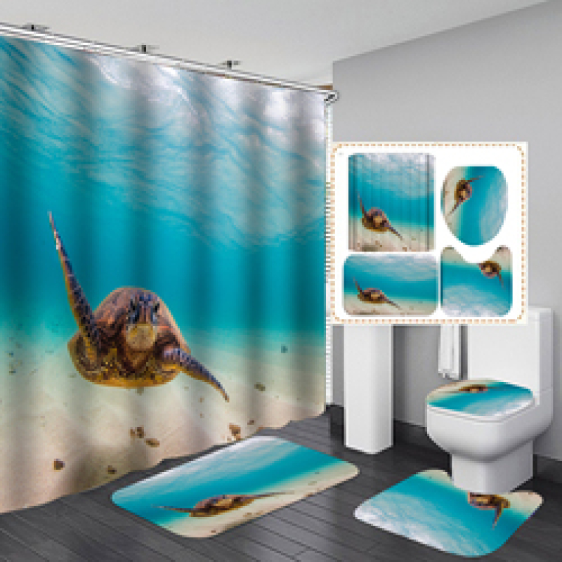 China Waterproof Bathroom Curtain Waterproof Fabric, Custom Printed Wholesale Heavy Shower Curtain Set/
