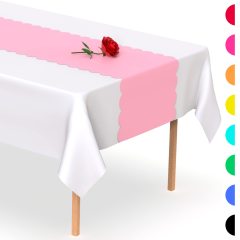 Black White  Disposable Table Runner 5 Pack 14 x 108 inch, Heart Shape Plastic Table Runner for Your Party Table#