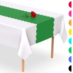 Black White  Disposable Table Runner 5 Pack 14 x 108 inch, Heart Shape Plastic Table Runner for Your Party Table#