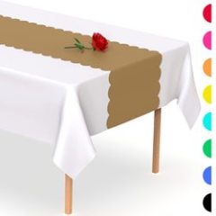 Black White  Disposable Table Runner 5 Pack 14 x 108 inch, Heart Shape Plastic Table Runner for Your Party Table#