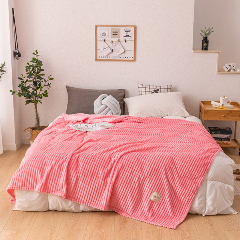 Bonenjoy Blankets for Beds Solid Yellow Color Soft Warm 300GSM Plaid Square Flannel Blanket On the Bed Thickness Throw Blanket