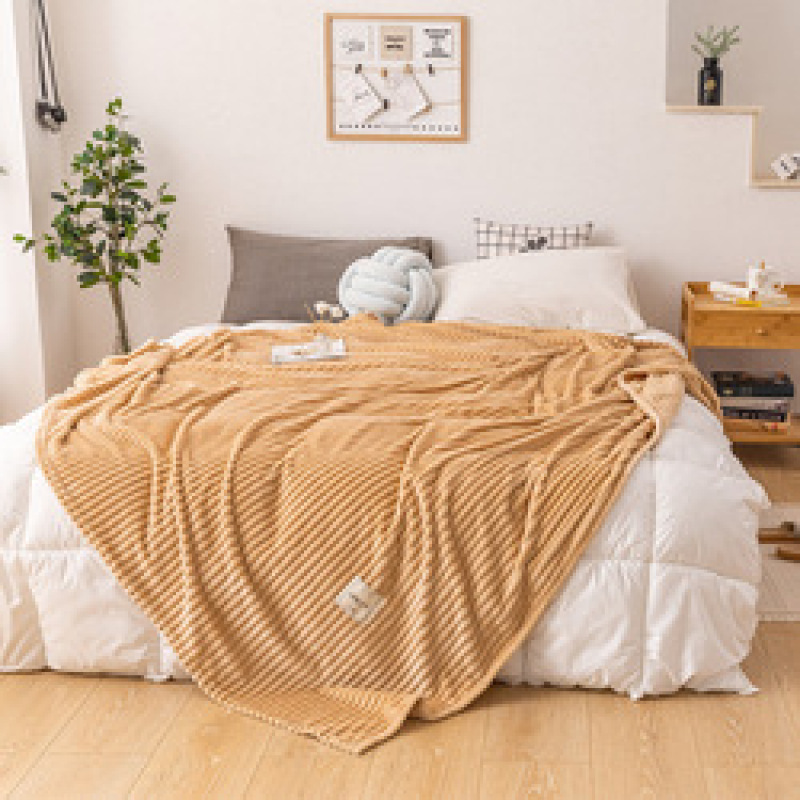 Bonenjoy Blankets for Beds Solid Yellow Color Soft Warm 300GSM Plaid Square Flannel Blanket On the Bed Thickness Throw Blanket