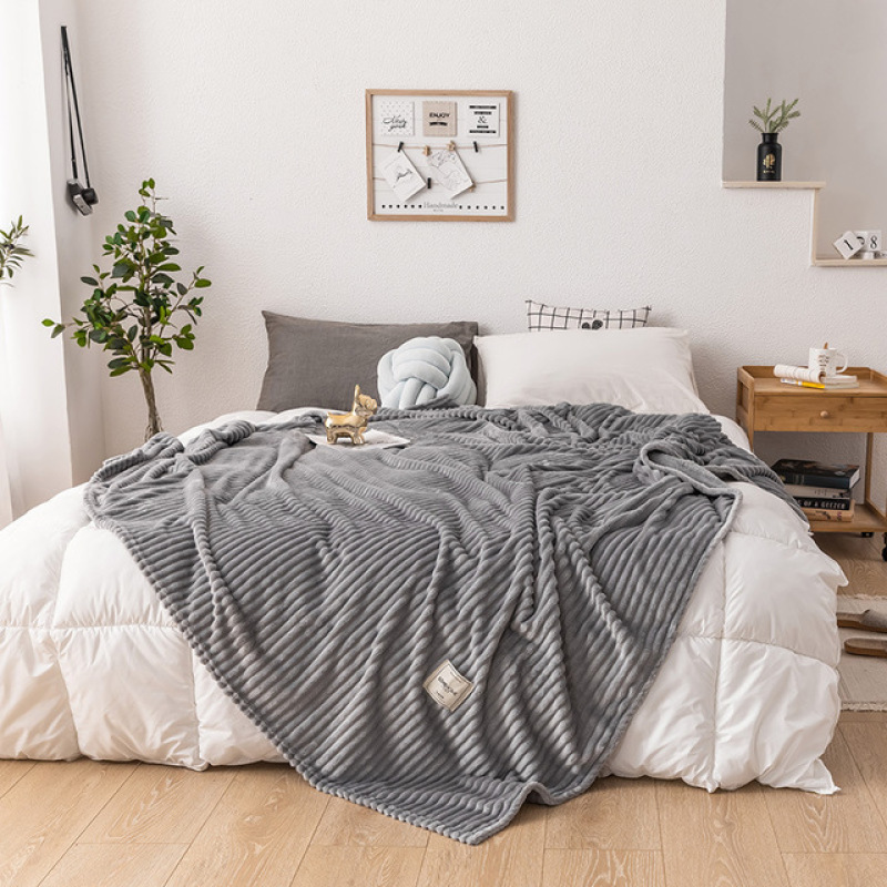 Bonenjoy Blankets for Beds Solid Yellow Color Soft Warm 300GSM Plaid Square Flannel Blanket On the Bed Thickness Throw Blanket