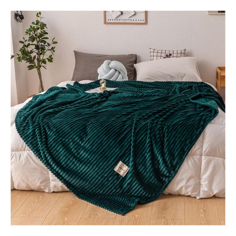 Bonenjoy Blankets for Beds Solid Yellow Color Soft Warm 300GSM Plaid Square Flannel Blanket On the Bed Thickness Throw Blanket