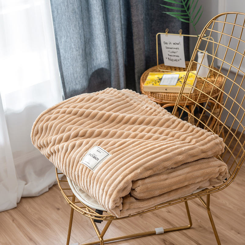 Bonenjoy Blankets for Beds Solid Yellow Color Soft Warm 300GSM Plaid Square Flannel Blanket On the Bed Thickness Throw Blanket