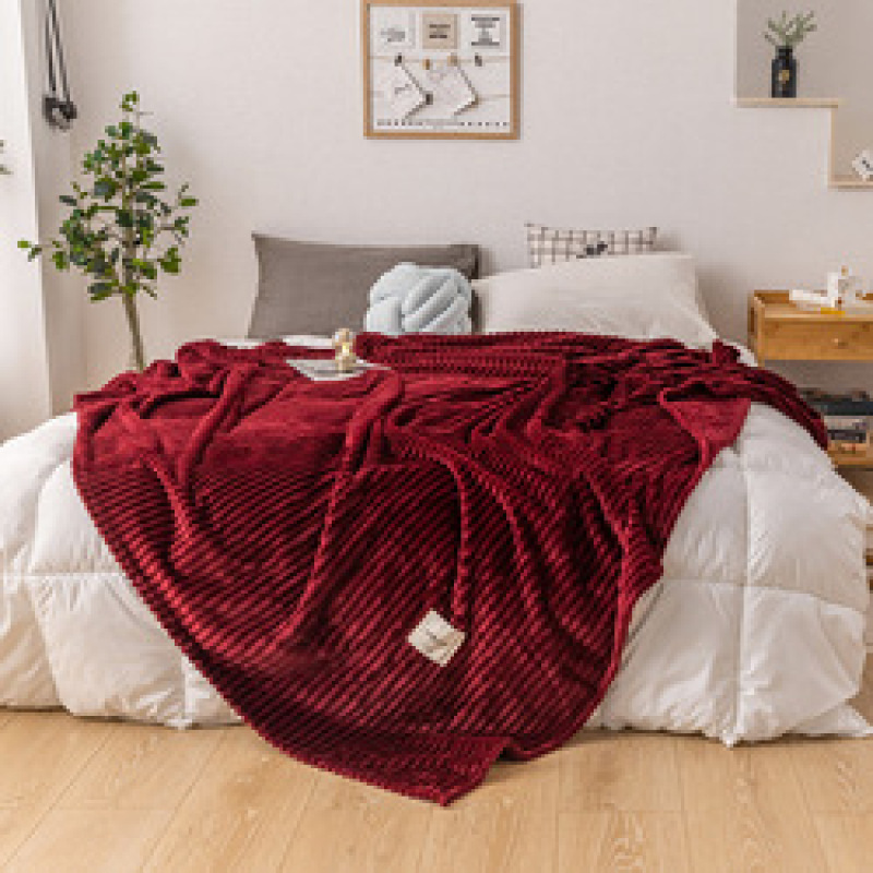 Bonenjoy Blankets for Beds Solid Yellow Color Soft Warm 300GSM Plaid Square Flannel Blanket On the Bed Thickness Throw Blanket