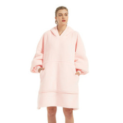 Microfiber Plush Coral Fleece Sherpa Blanket With Sleeves Super Soft Warm Outdoor Pocket Hoodie Adult Winter Hooded TV Blankets