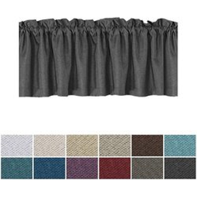 Eco-Friendly Luxury Classic Thermal Insulated Linen Valance Kitchen Curtain, Living Room Kitchen Easy Care Rod Pocket Curtain/