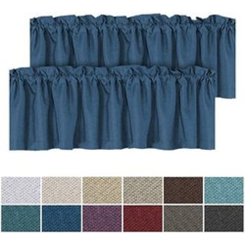 Eco-Friendly Luxury Classic Thermal Insulated Linen Valance Kitchen Curtain, Living Room Kitchen Easy Care Rod Pocket Curtain/