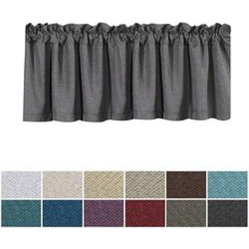 Eco-Friendly Luxury Classic Thermal Insulated Linen Valance Kitchen Curtain, Living Room Kitchen Easy Care Rod Pocket Curtain/