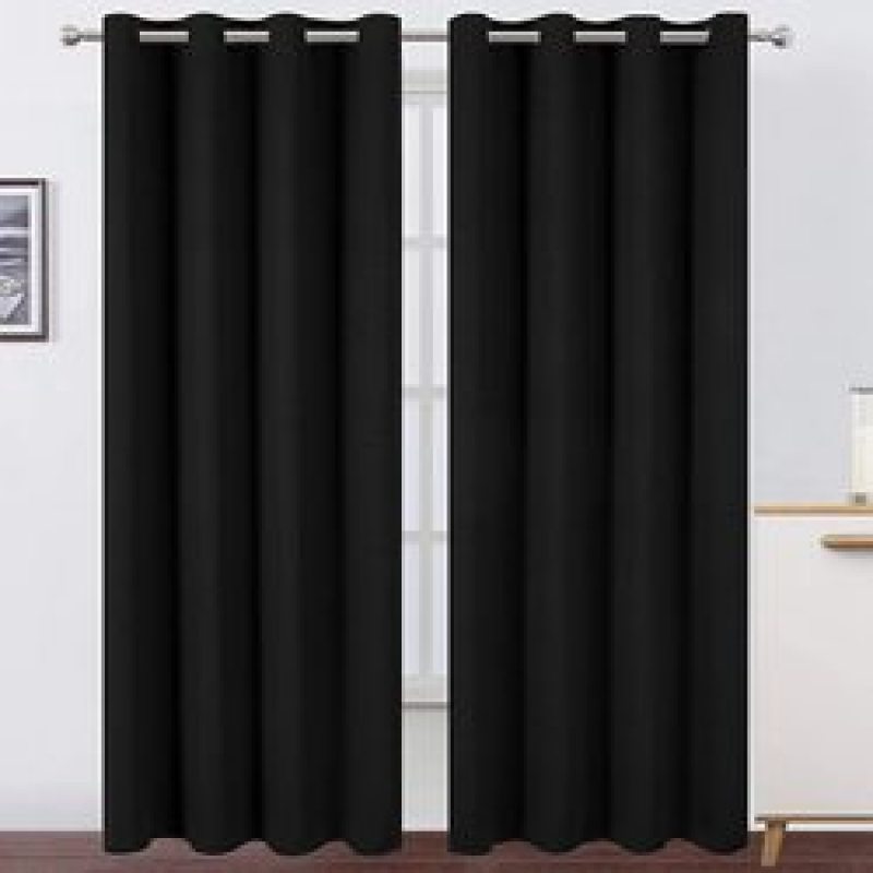 Cross-border supply Modern Black Curtains Doors For Living Room Blackout Bedroom Window Curtain#