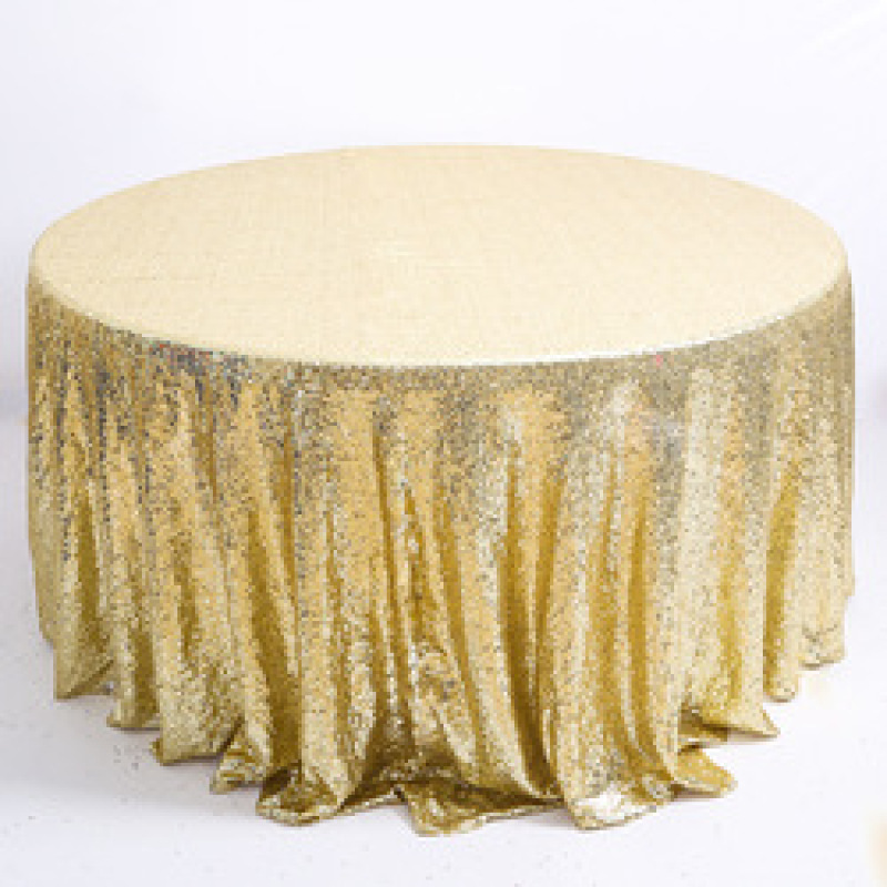 2019 Amazon Hot Sole  Sequins Embroidery Table Cloth,  Gold Color Wedding Table Cloth/