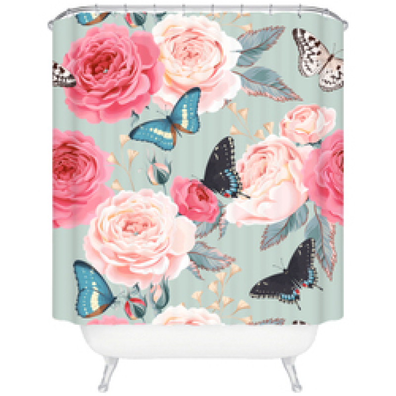 Nordic European Style Shower Curtain, Breathable Bathroom Cloth Thickened Mildewproof Waterproof/