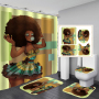 African Women Black Girl Digital OEM Design Bath Shower Curtain black women art african american shower curtains with bath mat